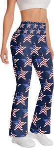 Women's Star Stripe USA Flag <b>Flared</b> Yoga Pants High Waist Bell Bottom <b>Leggings</b> - Product Image 4