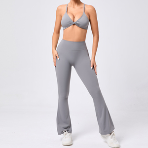 Conjunto Deportivo de Yoga para Mujer, Sin Costuras, con Logotipo Frontal, Spandex/Nylon de Secado Rápido, 2 Piezas - Product Image 5
