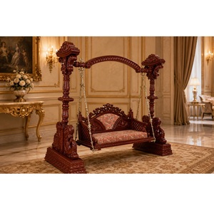 Balançoire d'intérieur en bois massif sculpté à la main de luxe pour la décoration de salon, prix d'usine en gros - Product Image 5