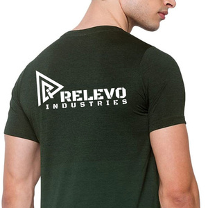 เสื้อยืดคอกลมแขนสั้นสีเขียวมะกอกสีเขียวมะกอกสำหรับผู้ชายจาก relevo Industries - Product Image 4