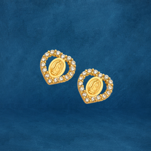 Pendientes Personalizables de Latón Chapado en Oro Antiguo con la Virgen María para Mujer, Accesorio de Moda, Estilo Clásico, Aniversario Cristiano - Product Image 3