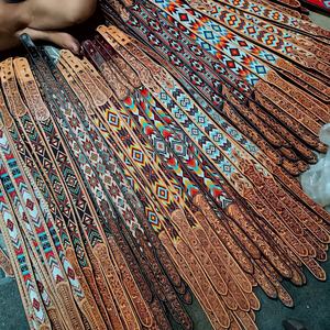 Ceinture occidentale en cuir de vache 100% véritable, motif Floral entièrement sculpté au meilleur prix pour hommes et femmes, vente en gros - Product Image 6