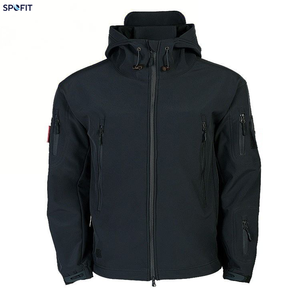 SPOFIT High Quality Men's Softshell Fleece Jacket Hooded Windproof <b>Winter</b> <b>Work</b> <b>wear</b> Coat Dark Gray - Product Image 3