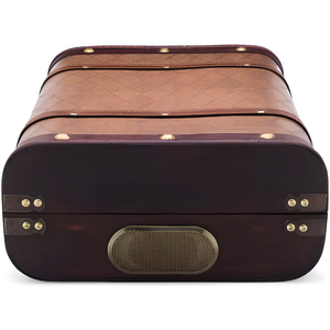 Vintage Wooden Suitcase Record Player Turntable with <b>Bluetooth</b>, <b>USB</b> Recording, Aux-In, Built-in Speakers, 3-Speed Vinyl Playback - Product Image 4