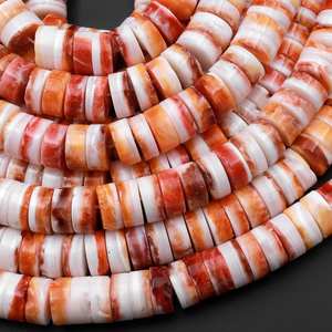 Perles Heishi d'huître épineuse naturelle orange, fil de pierres précieuses pour la fabrication de bijoux, collier et bracelet DIY, vente en gros - Product Image 3