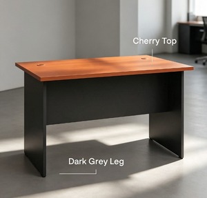 Bureau de direction rectangulaire moderne avec plateau en bois et cadre noir, design ergonomique autoportant, système de bureau DIY AY, mobilier commercial, salle de sport - Product Image 1