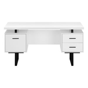 Scrivania Contemporanea da 60 Pollici per Ufficio Domestico con Cassetti Portaoggetti, Laminato Bianco e Metallo Nero per Uso Laptop - Product Image 6