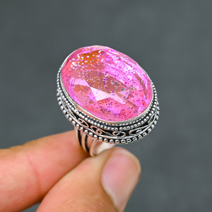 Superbe Bague Tendance Moderne en Kunzite Rose à Pois, en Argent Sterling 925 Massif, Bijoux Faits Main, Vente en Gros Direct Usine - Product Image 4