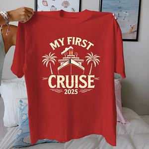 SHIP MY FIRST CRUISE 2025 Camiseta de algodón puro Mujer ajuste cómodo - Product Image 3