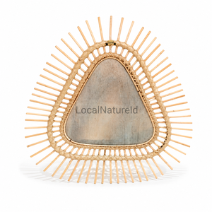 Triangle Rattan Wall <b>Mirror</b> Handmade Decorative Hanging <b>Mirror</b> Art <b>Deco</b> Accent for Bedroom Living Room Hotel - Product Image 4