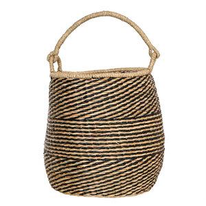 Panier décoratif artisanal en jonc de mer gris Organisateur élégant - Product Image 1