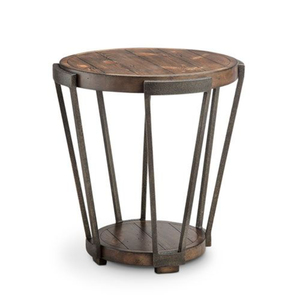 Indoor & <b>Outdoor</b> Decor Metal & Wood <b>Round</b> Coffee <b>Table</b> Natural Finished for Living Room Decorative Furniture Side <b>Table</b> - Product Image 3