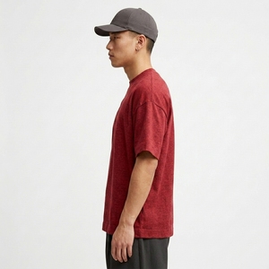 T-shirt de sport décontracté pour homme, coupe ample, col rond, en mélange de coton, couleur unie, style baggy, collection été 2026 - Product Image 2