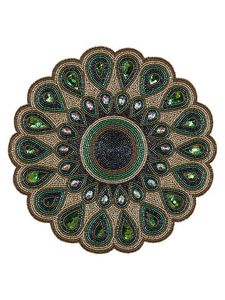 Napperon rond en verre perlé à motif radial, noir et blanc, fait main, pour centre de table de salle à manger, à prix abordable - Product Image 4