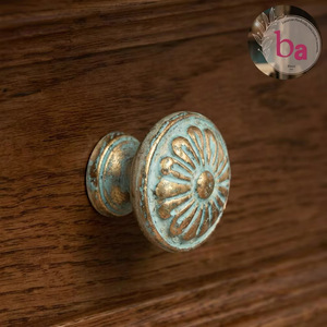 Cast Iron Industrial Durable Adjustable Round Cabinet <b>Knob</b> with Flower Design <b>for</b> Home Office Dining Drawer <b>Dresser</b> - Product Image 1
