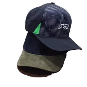 Gorra de béisbol estilo trucker vintage de dos tonos con empalmes de lona lavada, mezclilla y malla de algodón, con logotipo bordado personalizado, estilo hip hop. - Product Image 1