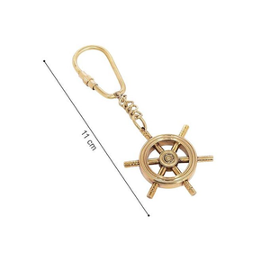 Porte-clés artisanal vintage en laiton en forme de roue de bateau, accessoire de collection nautique et maritime, cadeau - Product Image 5