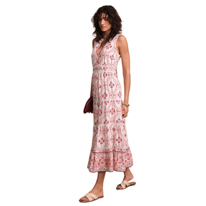 Vestido largo con estampado floral para mujer, estilo línea A con lazo frontal - Product Image 2