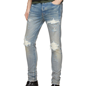 Top Quality 100 % Cotton Quick Dry New Design Custom Stone Washed Plus Size <b>Stretch</b> Jeans Rip Skinny Denim Jeans for <b>Men</b> - Product Image 5