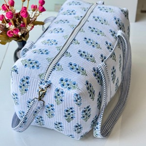 Cotton Floral Duffle <b>Bag</b> With Zipper Closure Large Capacity <b>Travel</b> Weekender Tote Shoulder <b>Bag</b> - Product Image 2