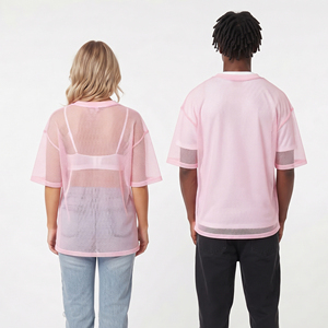 Camiseta Transparente de Malla Oversize para Hombre y Mujer, con Estampado de Letras, 100% Poliéster, Sexy, a la Moda, Unisex - Product Image 2