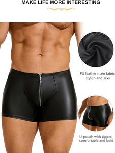 Quality <b>Men</b> Cowhide Leather <b>Shorts</b> High Street Mid Waistband Breathable Windproof Customized Printing Solid Color <b>Shorts</b> - Product Image 4