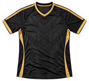 Camiseta de Fútbol Personalizada Azul Rey y Amarillo, Cuello en V, Manga Corta, Ribete en Contraste, para Club, Partido, Entrenamiento, Torneo - Product Image 5