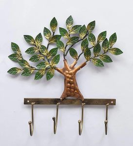 Metal Tree <b>Wall</b> <b>Hook</b> Rack With 4 <b>Hooks</b> Handmade Rustic Plant Design For <b>Keys</b> And Sundries - Product Image 6