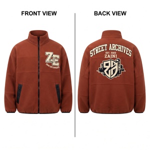 Chaqueta Polar Delgada Premium de 240 GSM con Cierre de Cremallera Marrón, Cuello Alto y Detalle de Paneles, para Exteriores, con Logotipo Personalizado Grabado en Relieve en la Parte Delantera - Product Image 1
