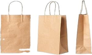 Bolsas de papel con asa marrón recicladas ecológicas para comida para llevar, regalo de compras personalizado, embalaje artesanal, bolsa de papel Kraft con logotipo - Product Image 2