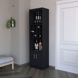 Mobile Bar Nero con Portabottiglie: Elegante Soluzione per l'Angolo Bar di Casa - Product Image 1