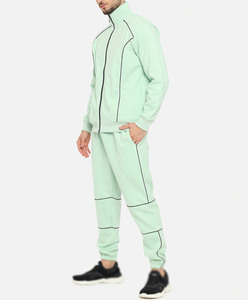 Conjunto deportivo con cremallera para hombre en verde menta, conjunto de jogging con cuello alto, chándal con capucha y cremallera para hombre, chándales ajustados blancos. - Product Image 5