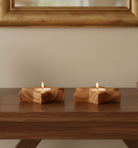 Handcrafted Hexagon-Shaped Natural Wood <b>Tea</b> <b>Light</b> Candle Holder Rustic Christmas Easter Centerpiece Home Decor Universal Art - Product Image 1