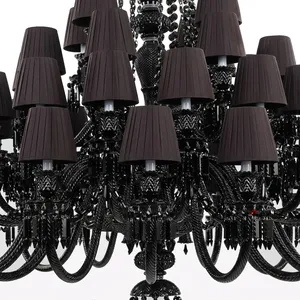 Lustre en cristal importé, 48 lumières, luxe, cristal noir, luminaire suspendu moderne pour hôtel, villa, maison - Product Image 5