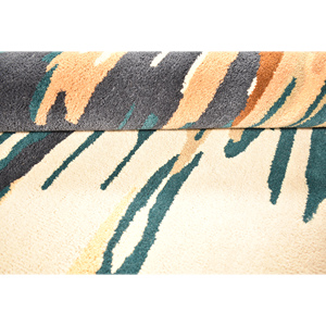 Tapis moderne en laine tufté à la main, motif abstrait reflet d'eau, crème beige vert sarcelle ocre, motif glitch, tapis 3D doux - Product Image 5