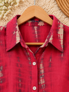 Camisa de Rayón Rosa Tejida para Mujer, Cuello Abierto, Manga Larga, Corte Regular, Casual, Primavera Verano - Product Image 2