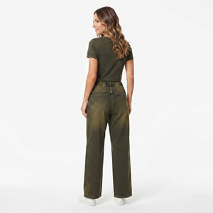 Vêtements d'extérieur oversize pour femmes, style urbain, en jean baggy coupe droite, respirant, hiver, 220g Polyester/Coton, coupe ample, délavage vintage - Product Image 2