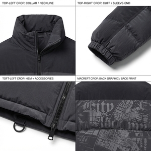 Custom Oversized Boxy Puffer <b>Jacket</b> Men 420GSM Crinkle Nylon Streetwear Winter Coat OEM Padded <b>Jacket</b> With Puff Print Map - Product Image 4