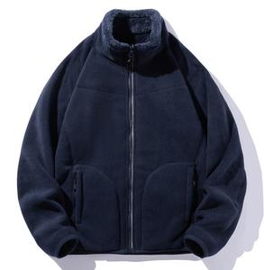 Men's Black <b>Sherpa</b> <b>Fleece</b> Jacket Thick Stand Collar Zip Up Warm Winter Coat - Product Image 5