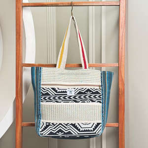 กระเป๋าโท้ททำด้วยมือสำหรับผู้หญิงสุดพิเศษพร้อมพิมพ์ลายชนเผ่ากระเป๋าสะพายไหล่นำกลับมาใช้ใหม่ได้เป็นมิตรกับสิ่งแวดล้อมกระเป๋าถือสไตล์ชนเผ่า - Product Image 4