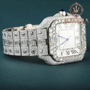 Hip Hop Moissanite Diamond Watch with Premium Stainless Steel Band Luxury Men's Jewelry Watch for Daily Wear Business and Events - Product Image 1