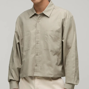 Camisa Casual de Hombre, Talla Grande, 100% Algodón, Corte Holgado, Tejido Popelina, Color Menta Sólido, Cuello Clásico, Verano, con Logotipo Personalizado - Product Image 1