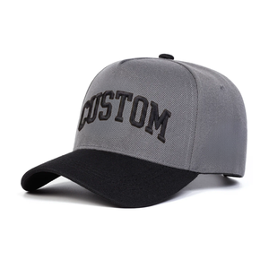 Gorras de béisbol y sombreros de 5 paneles con bordado 3D personalizado en tela de algodón con visera negra, estilo urbano y estructurado para hombres y mujeres. - Product Image 2