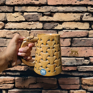 Handcrafted Wooden Beer <b>Mug</b> with Snake Dragon Handle Rustic <b>Vintage</b> Tankard for Hot Cold Drinks Bar Decor and Unique Gift Idea - Product Image 6