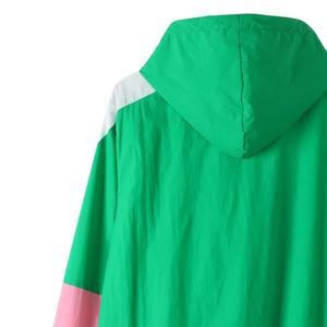 Chaqueta Cortavientos AKA Tri Color con Media Cremallera, Tallas Grandes, Rosa, Verde y Blanco, Sudadera con Capucha, Anorak Impermeable y Ligero - Product Image 6