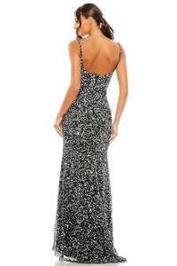 Black Sequined Sleeveless Pencil <b>Dress</b> <b>Strapless</b> Neck Maxi Party Evening Gown Empire Waist Sexy Beaded Satin <b>Summer</b> Front - Product Image 3