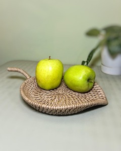 Elegant Leaf Shape Rattan Serving Tray Natural Cane Woven Tray Ideal For <b>Table</b> Styling And <b>Kitchen</b> Counter Organizer From India - Product Image 2