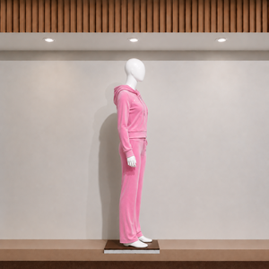 Ensemble crop top à capuche zippé en molleton rose pour femme, style streetwear complet, coupe régulière, couleur unie, tenue 2 pièces 100 % coton respirant - Product Image 3