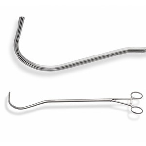 Pinzas VATS SEMB completamente curvadas de 140 mm, eje de 10 mm, mandíbulas DeBakey atraumáticas 1x2, con trinquete, 31 cm de longitud de trabajo, 39,5 cm de longitud total – ZETOMEDPRO - Product Image 1