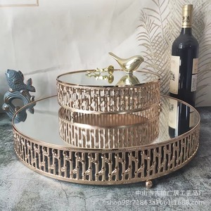 Assured Quality Stainless Steel Cake Stand With <b>Mirror</b> Top & Hanging Crystal Chains Gorgeous Birthday Celebration Decor - Product Image 3